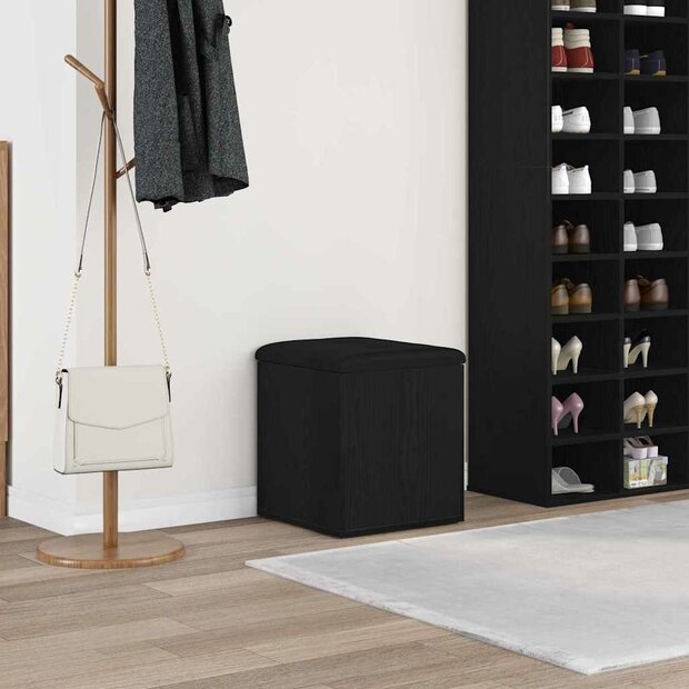 Opslagbank met kussen Zwart eiken 42 x 42 x 45 cm Bewerkt hout 1