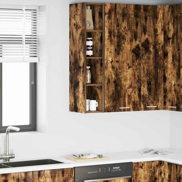 Hangkast Riga Gerookt eiken 20 x 29,5 x 100 cm Bewerkt hout 1