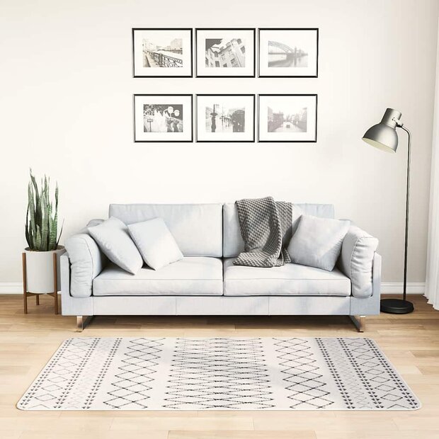 Vloerkleed wasbaar anti-slip 80x150 cm zwart en wit 1