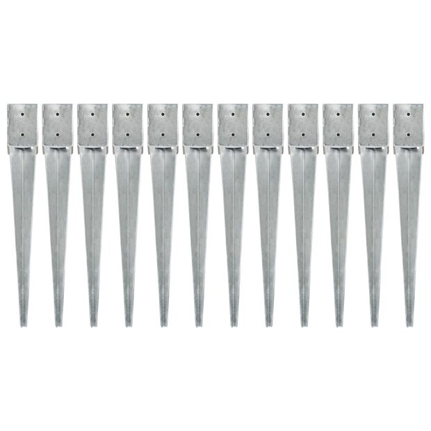 Grondpinnen 12 st 10x10x76 cm gegalvaniseerd staal zilverkleurig 1