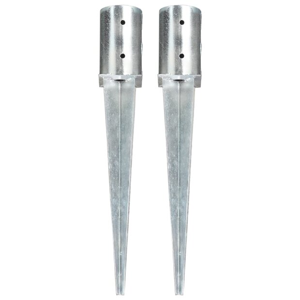 Grondpinnen 2 st 8x61 cm gegalvaniseerd staal zilverkleurig 1