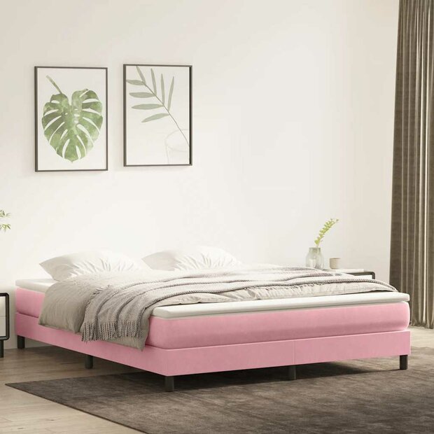 Boxspringbed zonder matras 180x220 cm fluweel roze 1