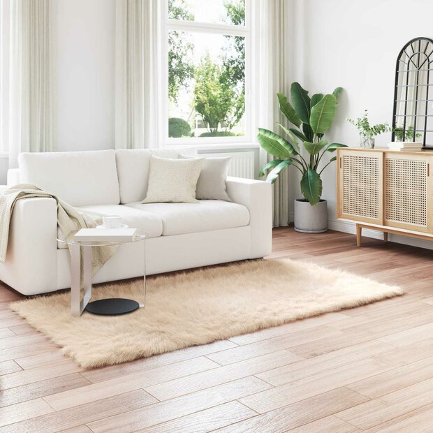 Nep Schapenvacht Tapijt Tafalla Beige 100 x 200 cm Polyester 1