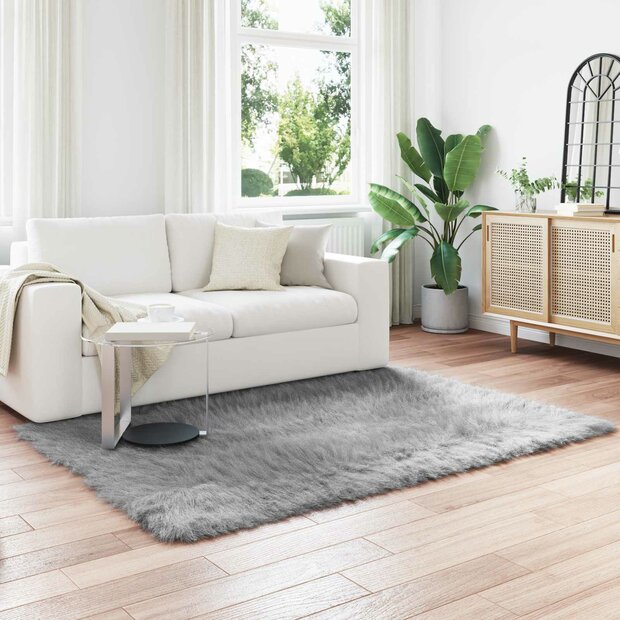 Nep Schapenvacht Tapijt Tafalla Grijs 120 x 170 cm Polyester 1