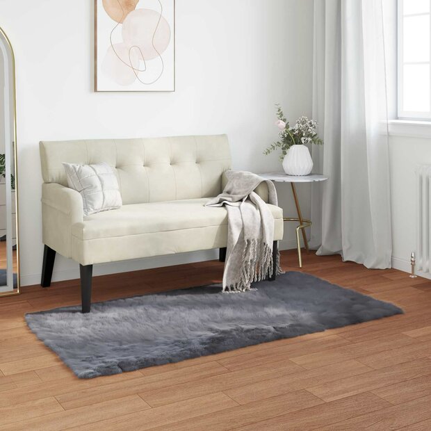 Nep Schapenvacht Tapijt Tafalla Antraciet 80 x 150 cm Polyester 1