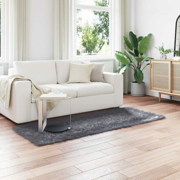 Nep Schapenvacht Tapijt Tafalla Antraciet 80 x 200 cm Polyester 1