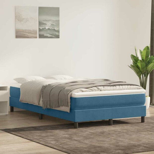 Boxspring zonder matras fluweel donkerblauw 120x220 cm 1
