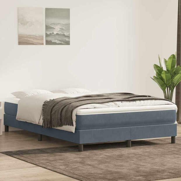Boxspring zonder matras fluweel donkergrijs 140x220 cm 1