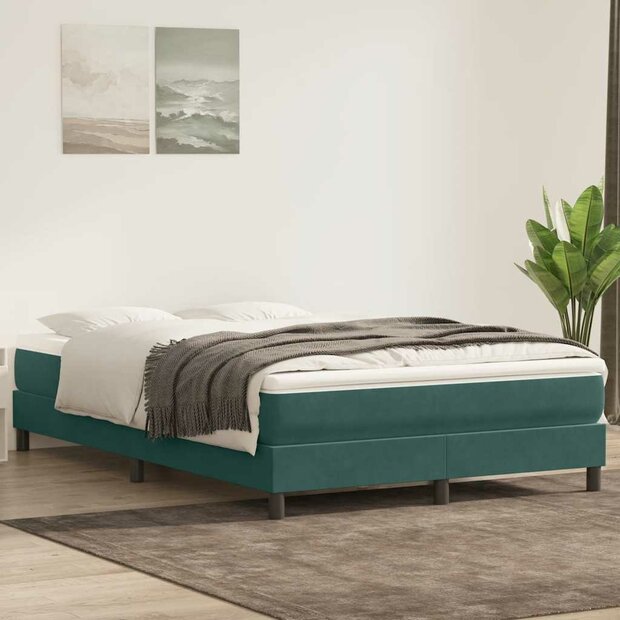 Boxspring zonder matras fluweel donkergroen 140x220 cm 1