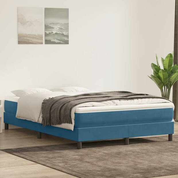 Boxspring zonder matras fluweel donkerblauw 140x220 cm 1