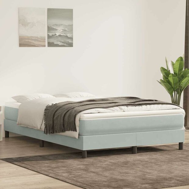 Boxspring zonder matras fluweel lichtgrijs 160x220 cm 1
