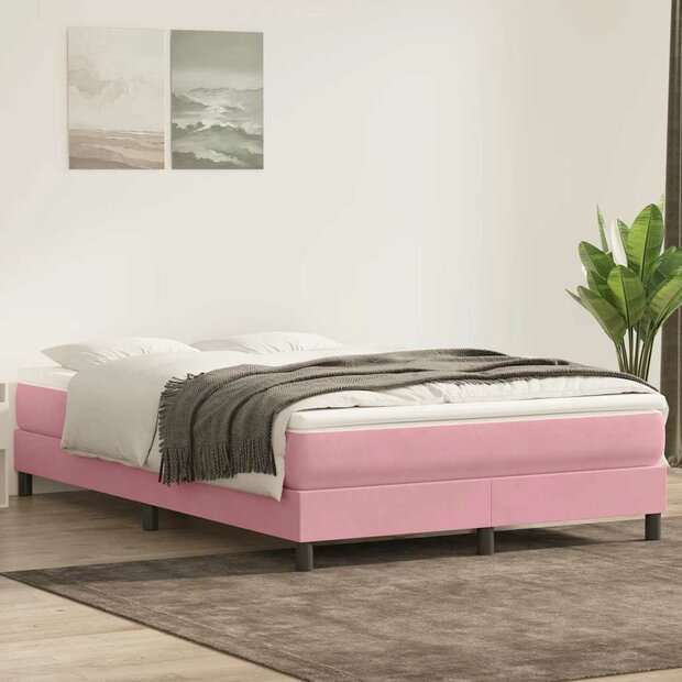 Boxspring zonder matras fluweel roze 160x220 cm 1