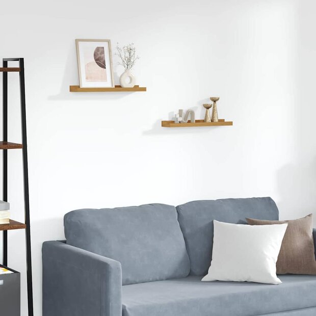 Wandplank met plank 2 pcs Beige 40 x 9 x 3 cm Bewerkt hout 1