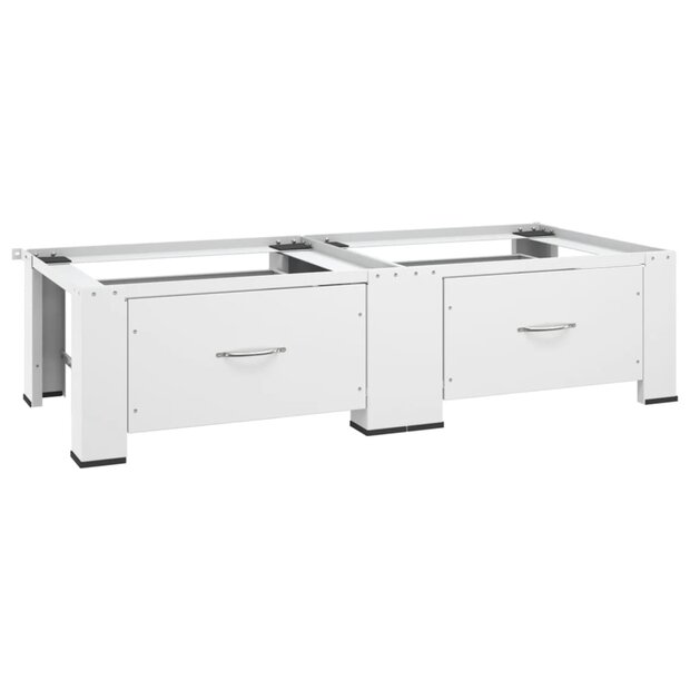 Wasmachine- en drogerverhoger dubbel met lades wit 1