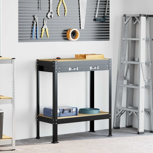 Werkbanken met lade Zwart 81 x 41 x 145 cm Bewerkt hout 1