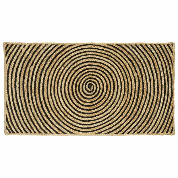 Vloerkleed Natuurlijk en Zwart 60 x 110 cm Jute 1