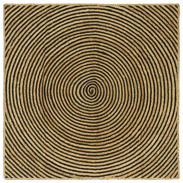 Vloerkleed Natuurlijk en Zwart 120 x 120 cm Jute 1
