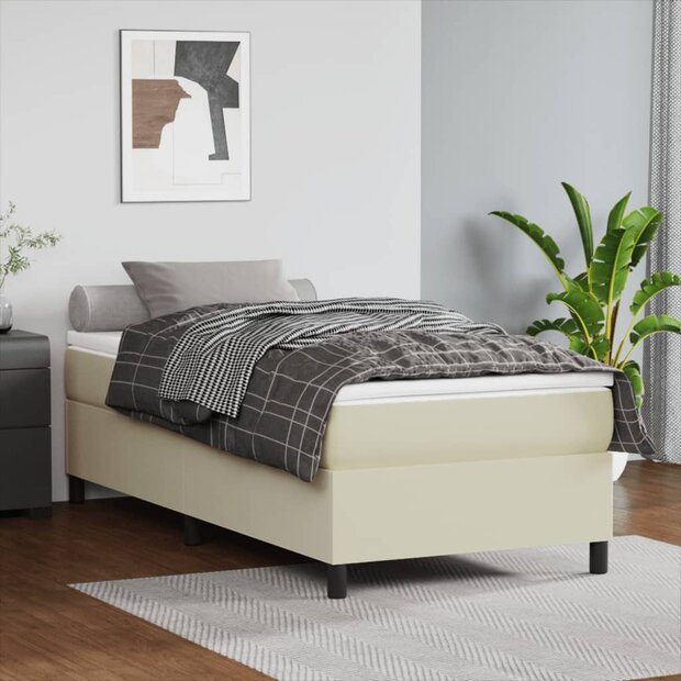 Boxspring bed kunstleer cr&egrave;mekleurig 80x200 cm 1