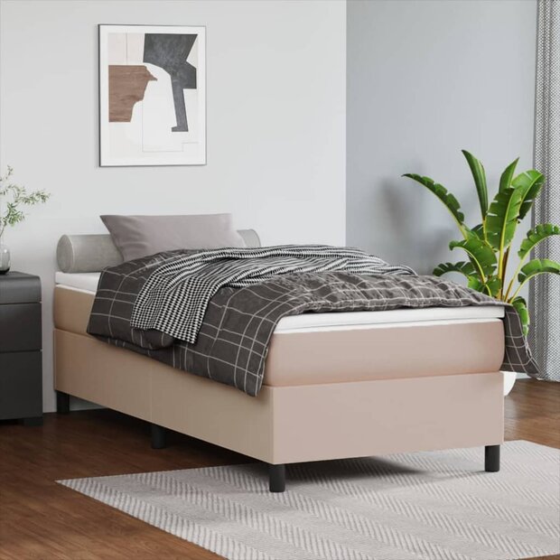 Boxspring bed kunstleer cappuccinokleurig 80x200 cm 1