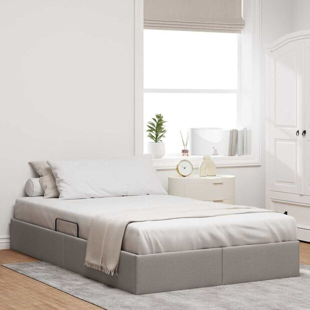 Opslag bed met matras met hoofdeinde Taupe 120 x 200 cm Stof 1