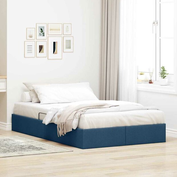 Opslag bed met matras met hoofdeinde Blauw 120 x 200 cm Stof 1
