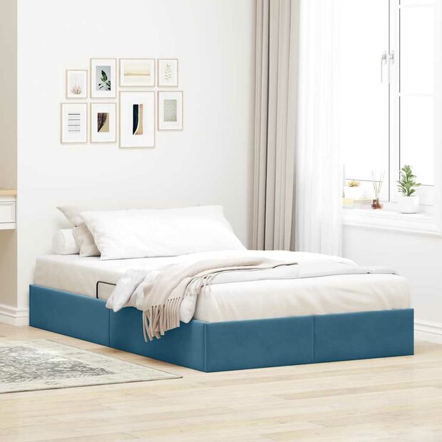 Opslag bed met matras Donkerblauw 120 x 200 cm Fluweel 1