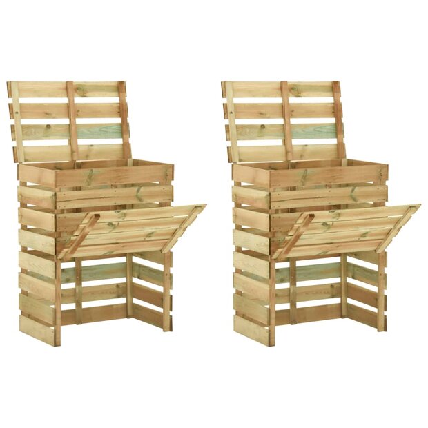 Tuincompostbakken 2 st 80x50x100 cm ge&iuml;mpregneerd grenenhout 1