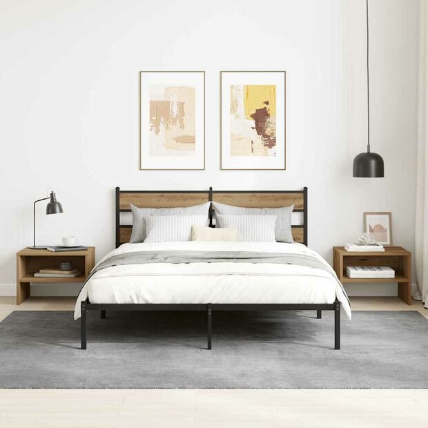 Nachtkastje artisanaal eikenkleurig 40 x 40 x 30 cm 1