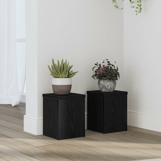 Plantenstandaard 2 pcs Zwart Eiken 15 x 15 x 20 cm Bewerkt hout 1