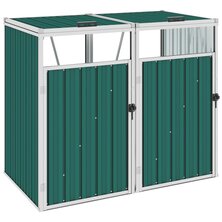 Afvalbakberging Dubbel 143X81X121 Cm Staal 2 containers Groen