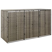 Containerberging Driedubbel 207X80X117 Cm Poly Rattan 3 containers Grijs