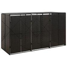 Containerberging Driedubbel 207X80X117 Cm Poly Rattan 3 containers Zwart