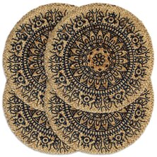 Placemats Rond 38 Cm 4 Donkerblauw Jute