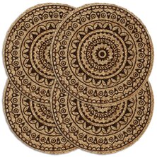Placemats Rond 38 Cm 4 Donkerbruin Jute