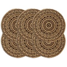 Placemats Rond 38 Cm 6 Donkerbruin Jute