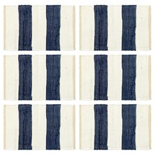 Placemats Chindi Gestreept 30X45 Cm Blauw En Wit 6 stripe blue and white
