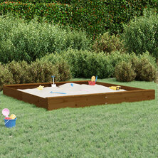 Zandbak Met Bankjes Vierkant Massief Grenenhout Honingbruin 1 200 x 200 x 20 cm Honingbruin grenenhout