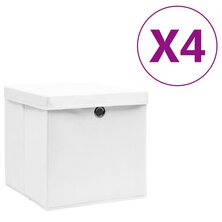 Opbergboxen met deksel 4 st 28x28x28 cm wit