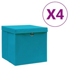 Opbergboxen met deksel 4 st 28x28x28 cm babyblauw