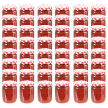 Jampotten met wit met rode deksels 48 st 230 ml glas