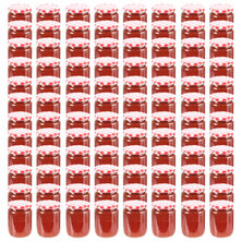 Jampotten Met Met Rode Deksels 230 Ml Glas 96 Wit en rood