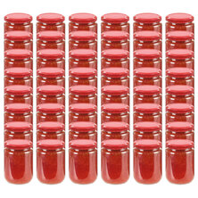 Jampotten Met Rode Deksels 230 Ml Glas 48 Rood