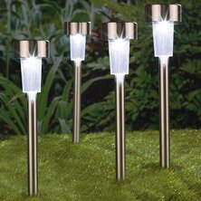 Hi Tuinlampen 4 St Solar Led 36 Cm Roestvrij Staal Taupe