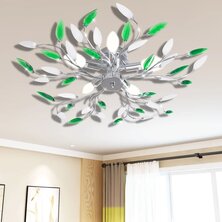 Lamp Met Kristallen Bladeren Van Acryl Voor 5X E4 Wit/ Groen 1 70 x 15 cm