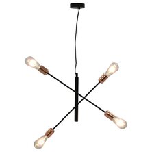 Plafondlamp Met Filament Peren 2 W E27 En Koper 1 Ja Zwart en koperkleurig