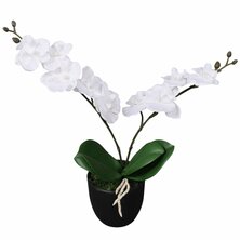 Kunstplant orchidee met pot 30 cm wit