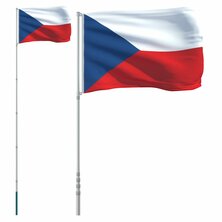 Vlag Met Vlaggenmast Tsjechië 5,55 M Aluminium Roze