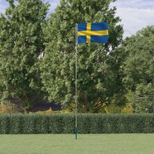 Vlag Met Vlaggenmast Zweden 5,55 M Aluminium Beige