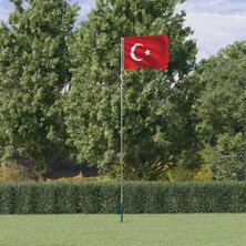 Vlag Met Vlaggenmast Turkije 5,55 M Aluminium Donkergroen