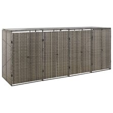 Containerberging Viervoudig 274X80X117 Cm Poly Rattan 4 containers Grijs